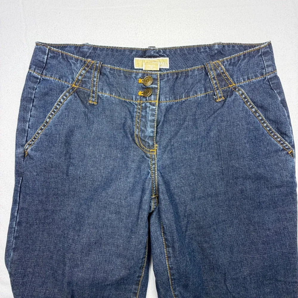 Michael Kors Womens Dark Wash Wide Leg Denim Jeans Blue Size 6 Trouser Style
